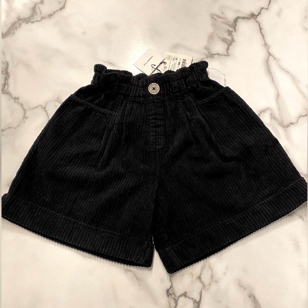 Zara paper bag corduroy black shorts NWT girls size 11/12